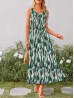 Abstract V -Neck Sleeveless Summer Dress